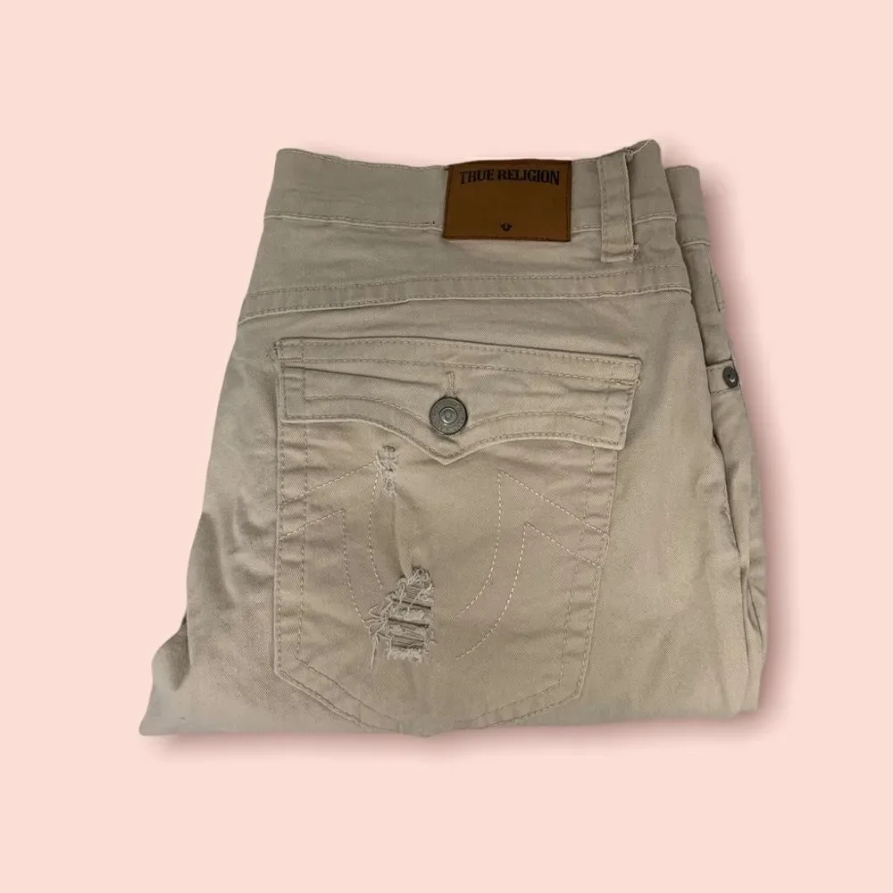 True Religion Geno Relaxed Slim Cream Pants 38 Waist 40 Length 33